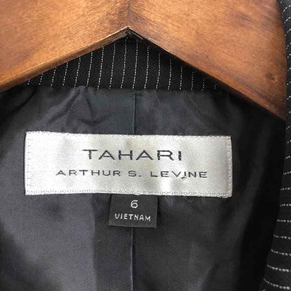 Tahari ASL Women's Size 6 Black White Striped Two-Button Blazer Jacket - Picture 6 of 8